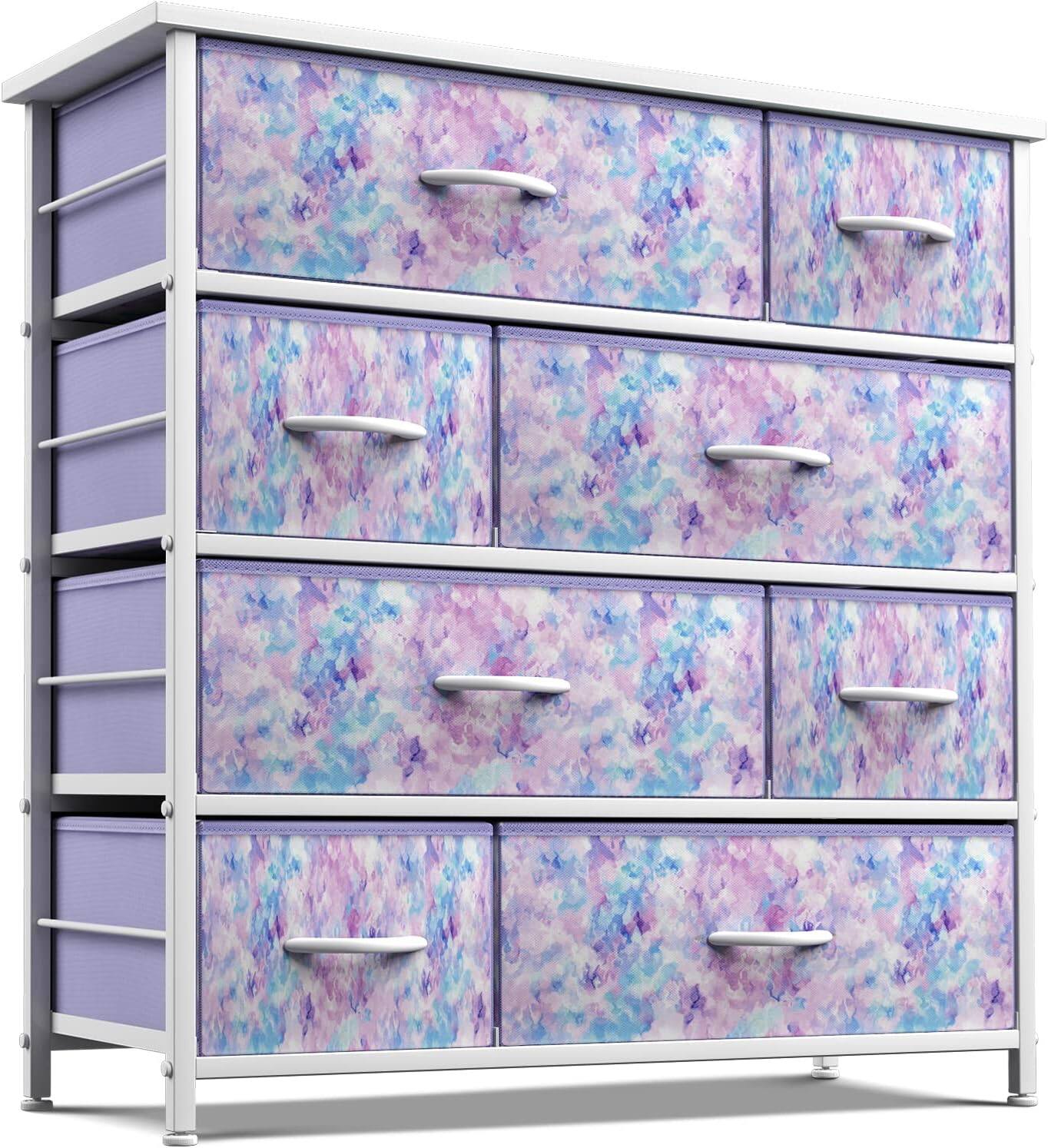 Front. Sorbus - Sorbus Dresser with 8 Drawers, Bedside Furniture & Night Stand End Table Dresser for Home - Purple Tie-Dye.