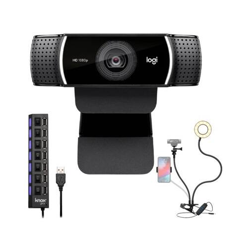 Logitech C922 Pro Stream Webcam 1080P Camera with USB Hub and Selfie ...