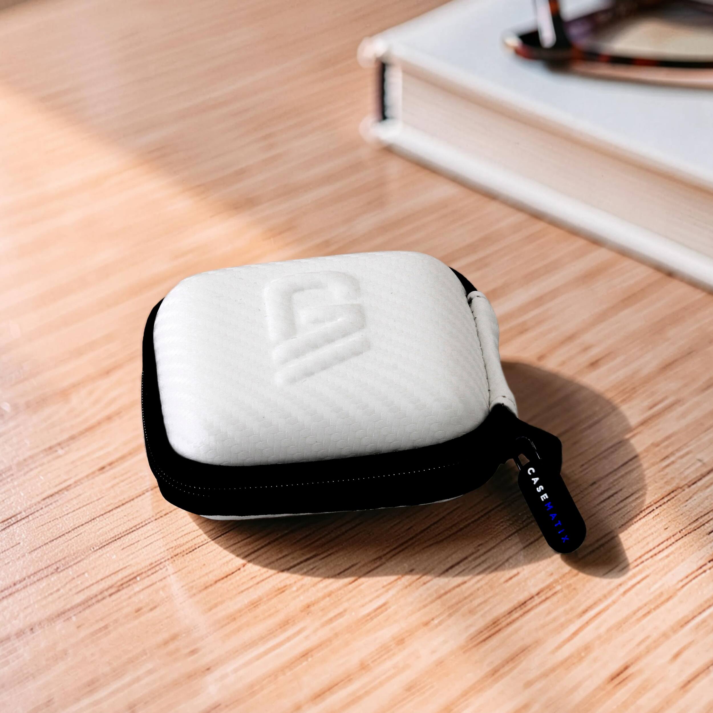 Alt View 2. CASEMATIX - Carry Case for Mighty 3 Spotify & Amazon Music Player – Hard Shell Travel Case for Portable Offline Music Player - White.