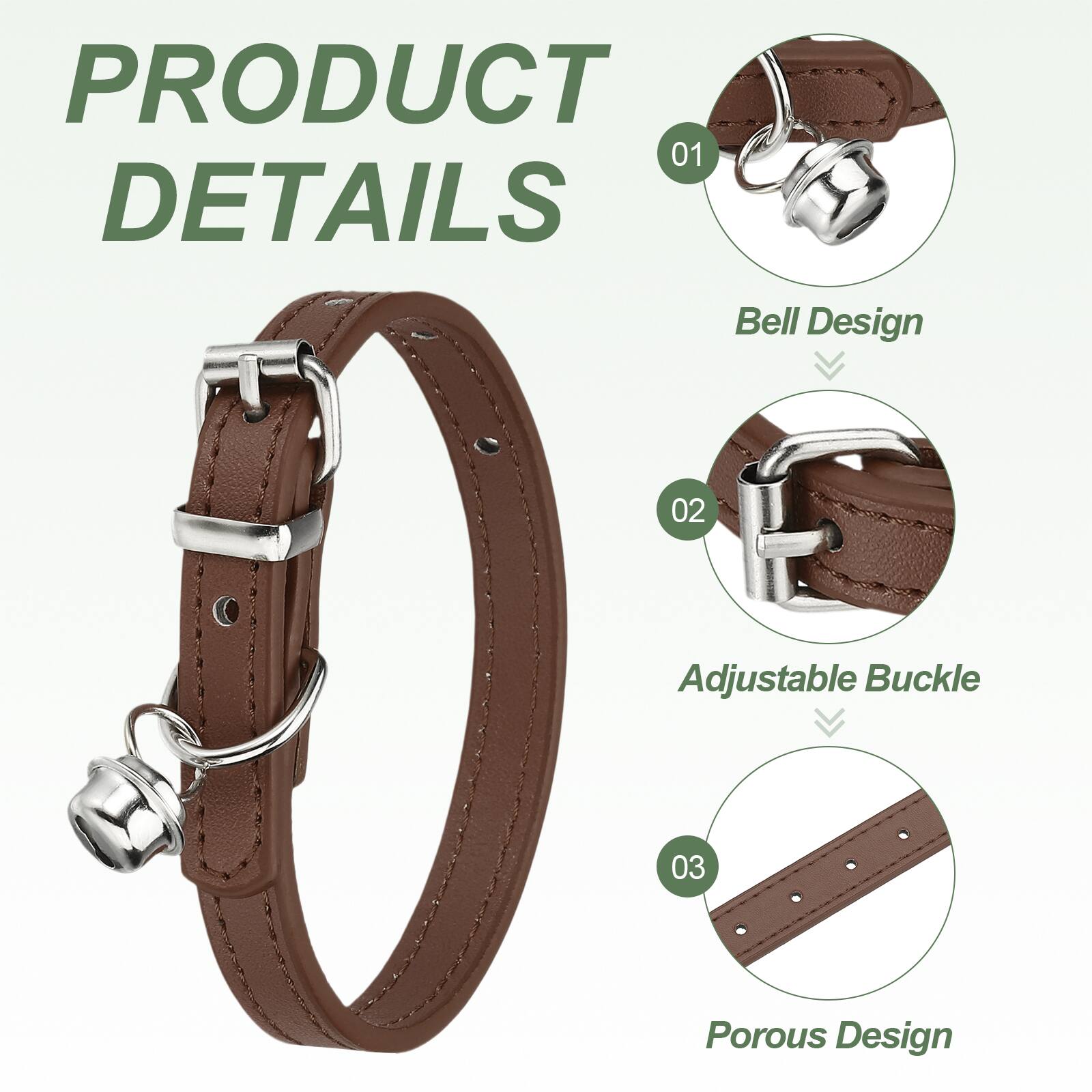 PRODUCT DETAILS

01 Bell Design

02 Adjustable Buckle

03 Porous Design