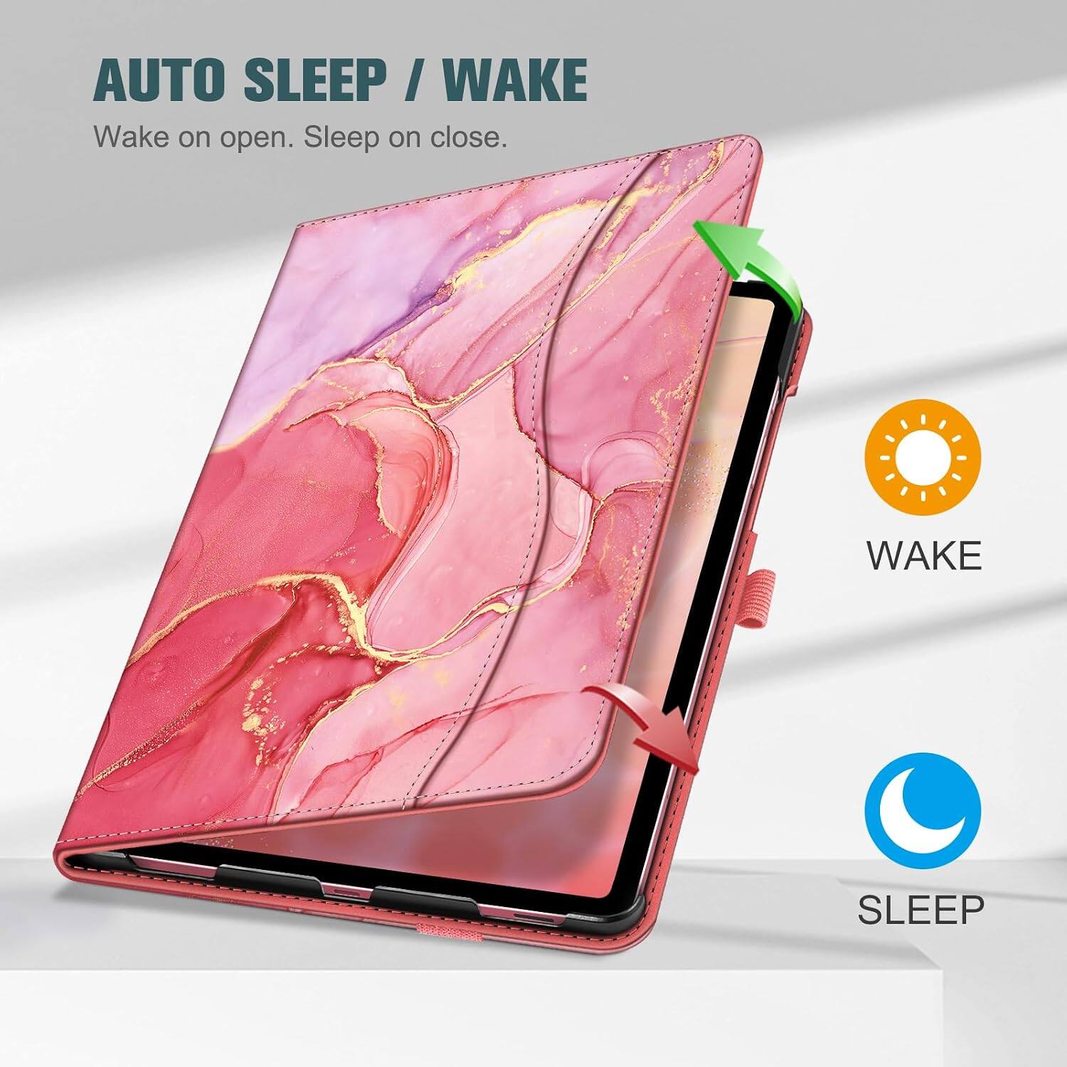 AUTO SLEEP / WAKE  
Wake on open. Sleep on close.  

WAKE  
SLEEP
