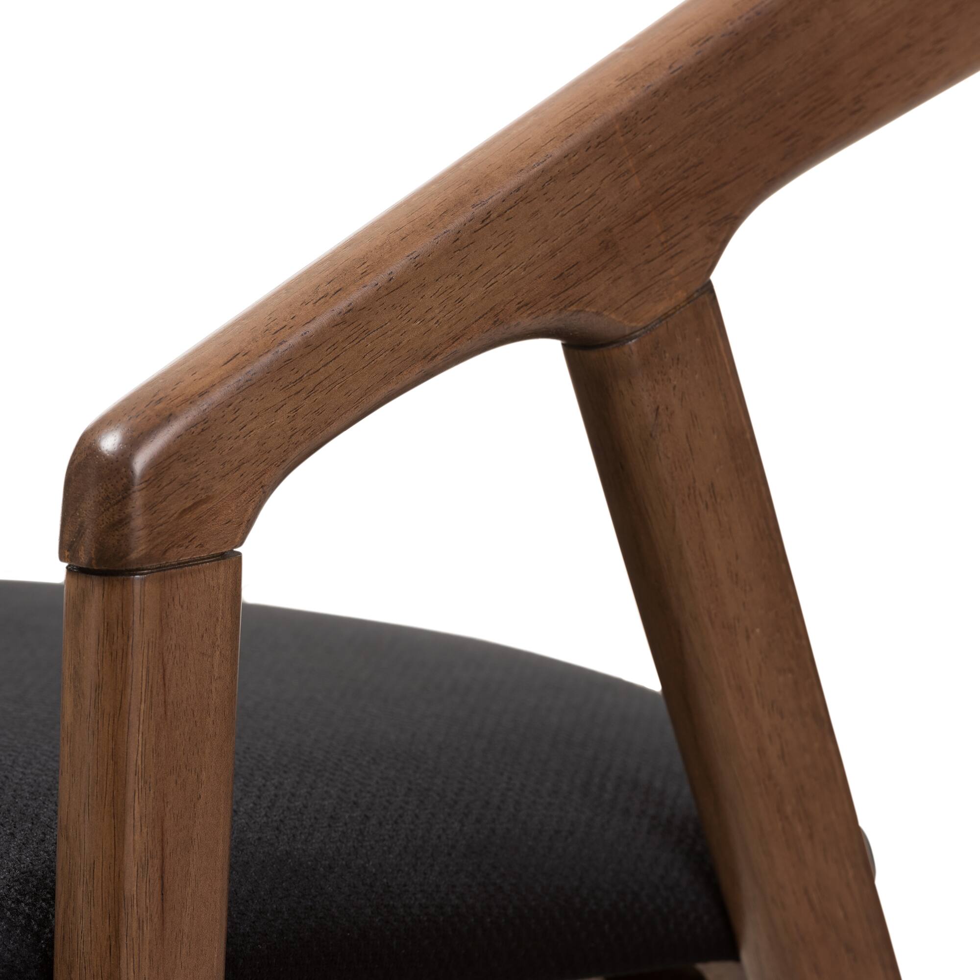 Back. Baxton Studio - Set of 2 Wendy Mid-Century Modern Velvet and Walnut Medium Wood Finishing Dining Chairs - Black/Walnut Brown.