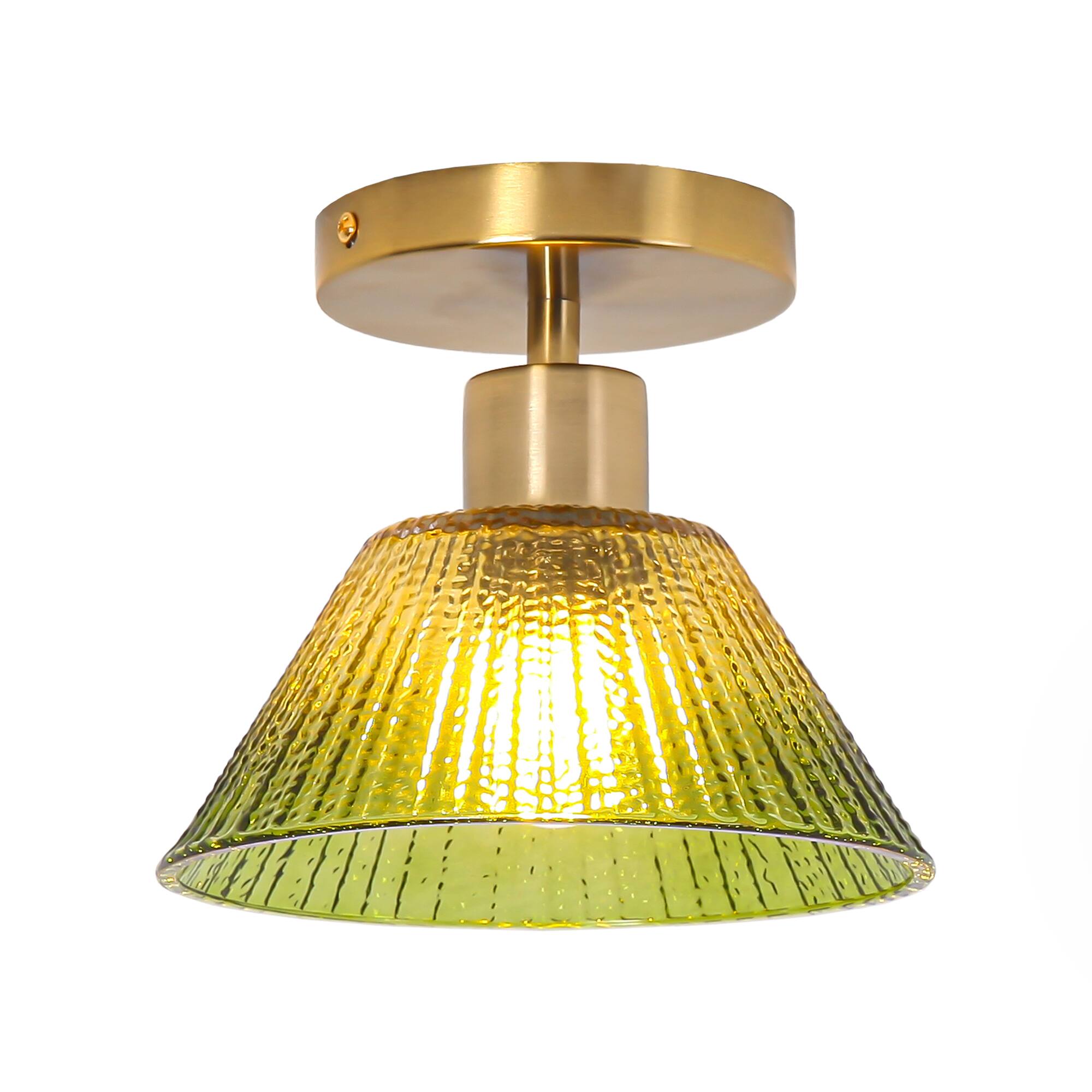 Alt View 1. Parrot Uncle - 7.5" Vintage Green Glass Hallway Semi Flush Mount Ceiling Light - Green.