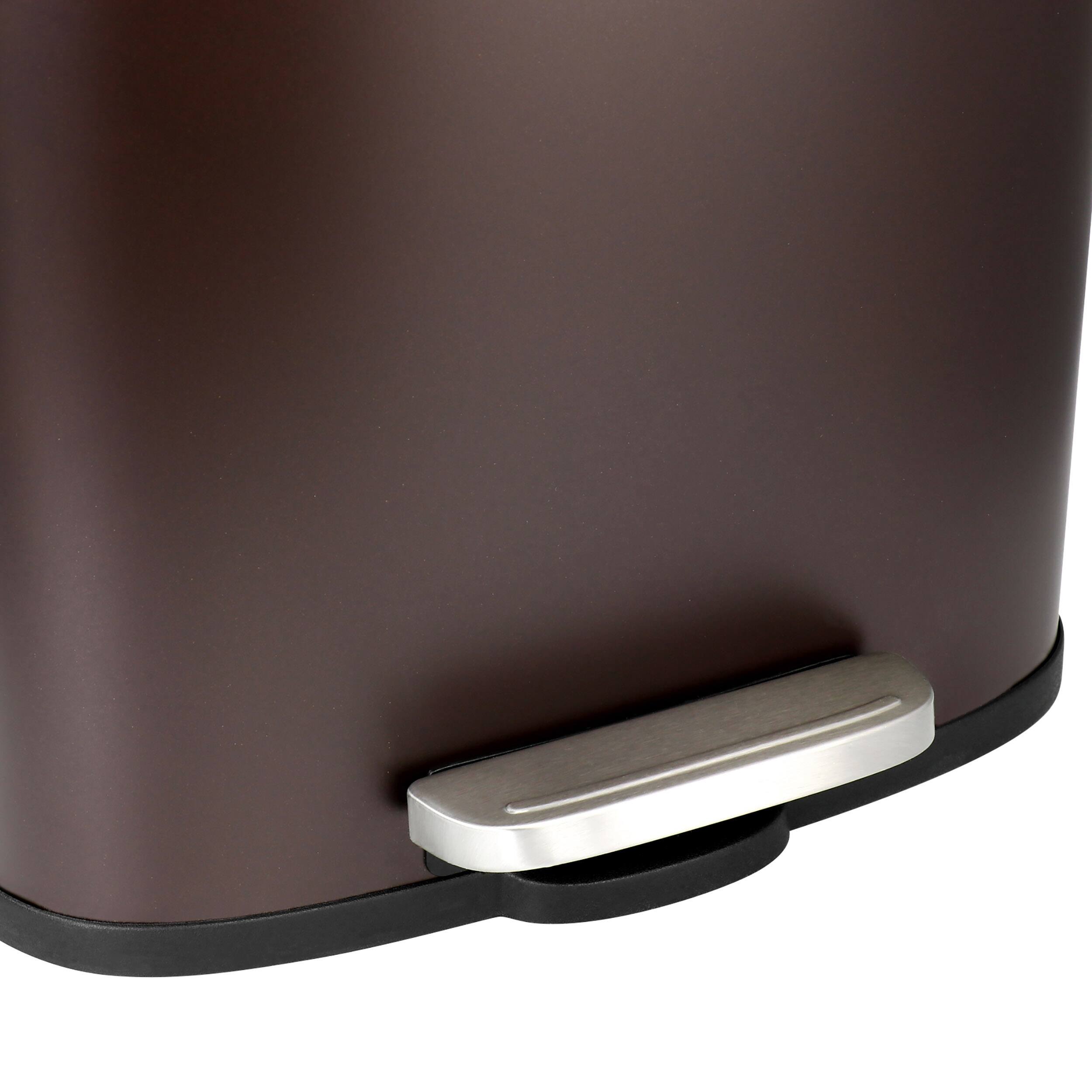 Alt View 7. Elama - Elama 3 Piece 8 Gallon and 1.3 Gallon Stainless Steel Step Trash Bin Combo Set with Slow Close Mechanism in Matte Bronze - Bronze.