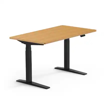 Front. FlexiSpot - FlexiSpot E7Pro 55''W Electric Adjustable Standing Desk Chipboard, Maple/Black - Maple.