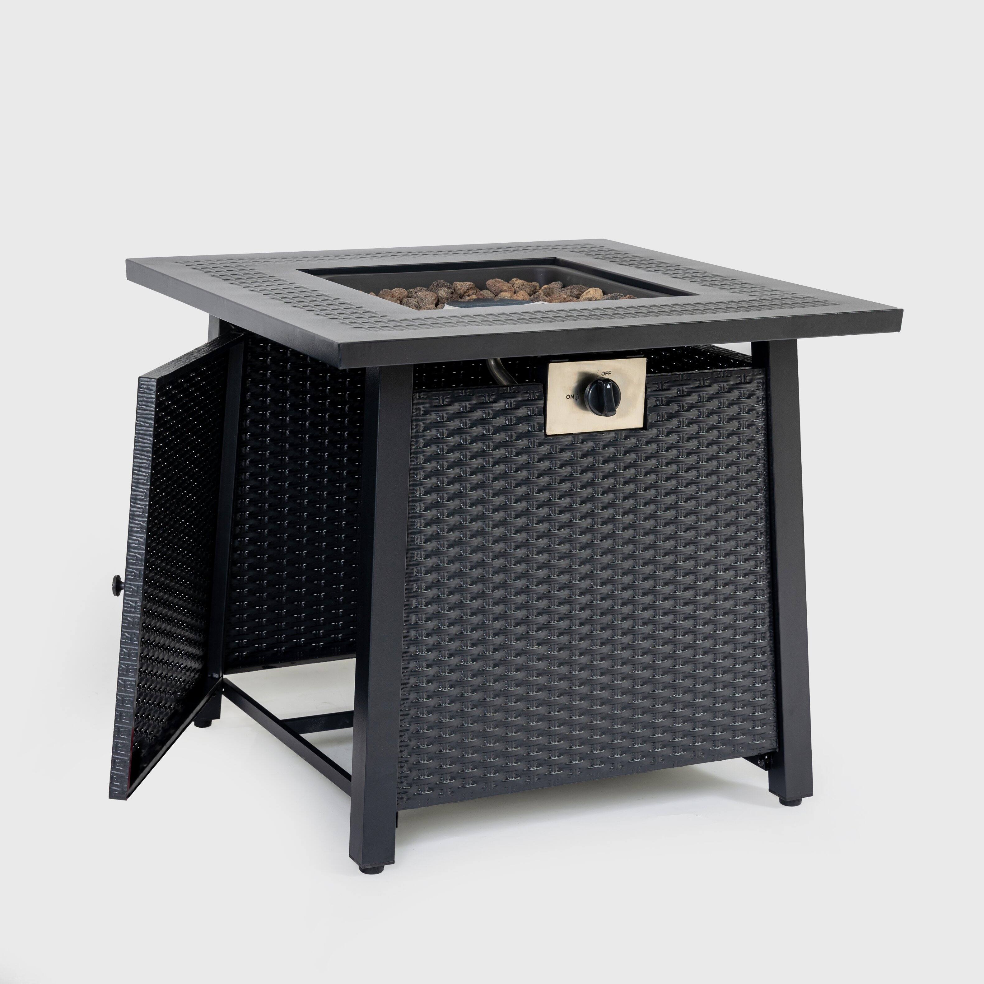 Alt View 4. Dexmalle - Dexmalle-28-inch Iron Square Propane Fire Pit Table-Black.