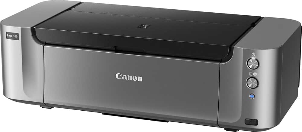 Left. Canon - PIXMA PRO-100 Wireless Inkjet Printer - Black.