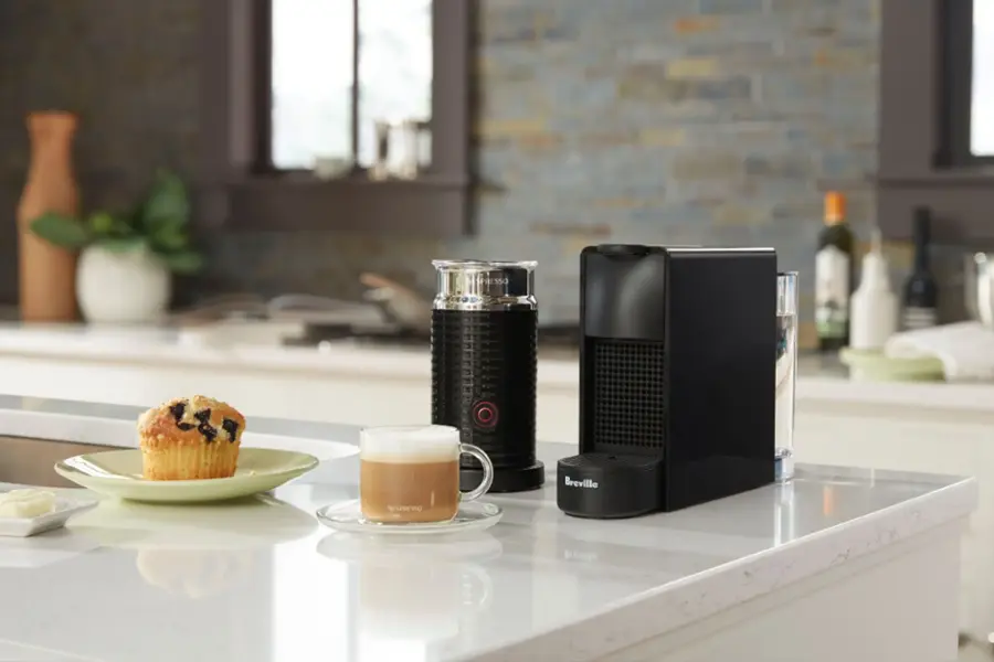 Alt View 16. Nespresso - Essenza Mini Black by Breville with Aeroccino3 - Piano Black.