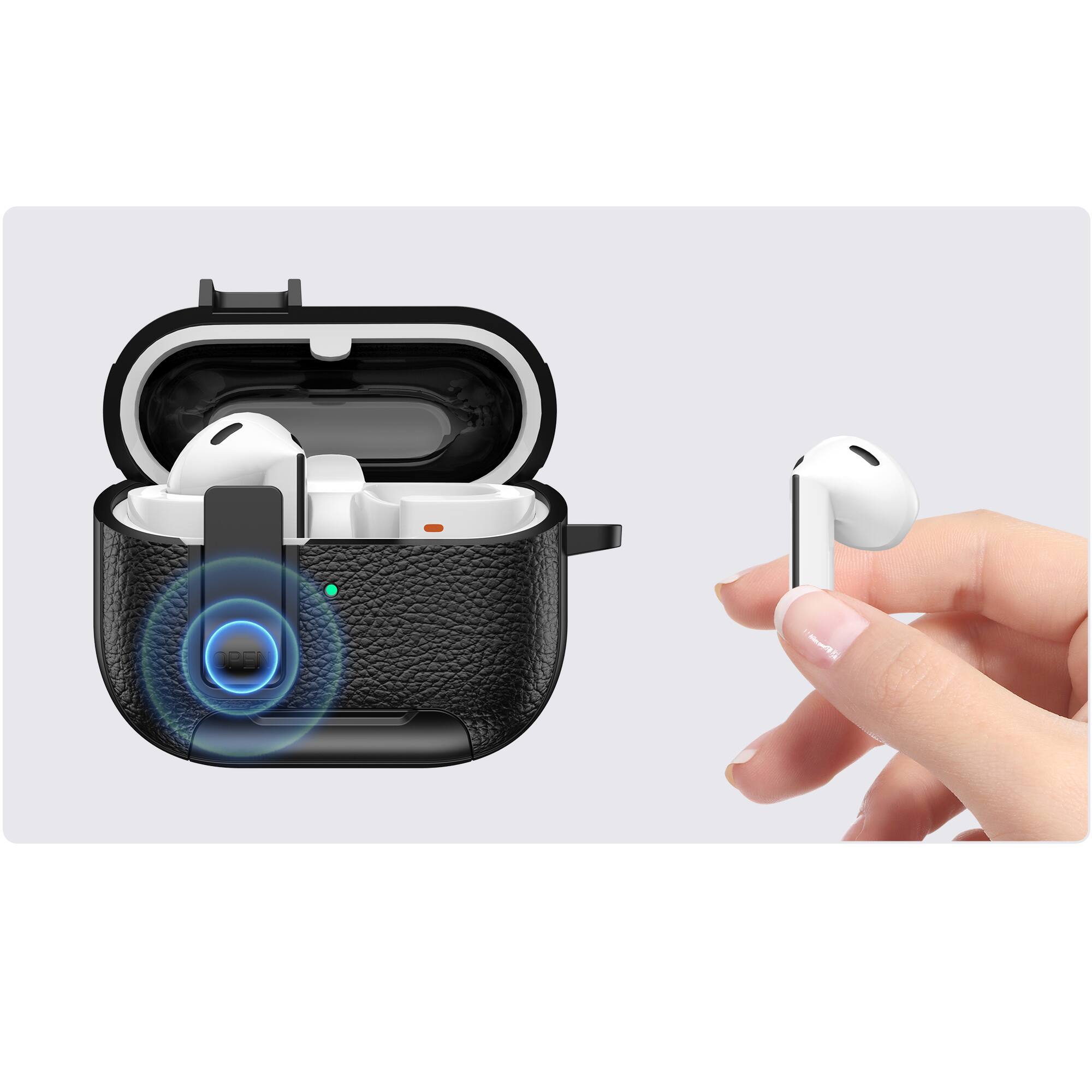 Alt View 1. Dteck - Case for Samsung Galaxy Buds 3/3 Pro/3 FE with Phone Holder & Keychain,Leather Texture Earbuds Cover for Man Women - Pink.