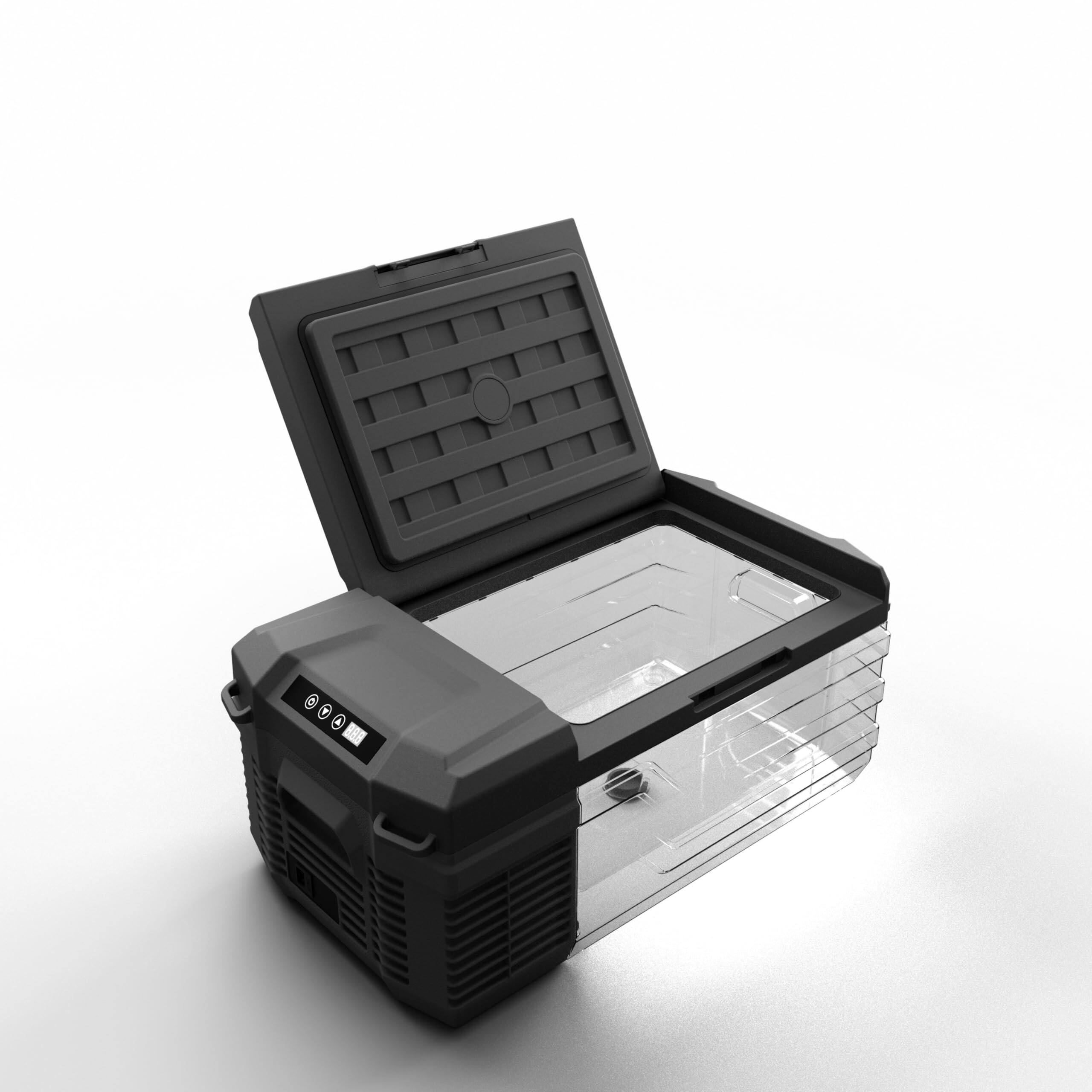 Back. GlowWise - 16QT Car Fridge, 12V/24V DC & 110-240V AC Portable Freezer, -4°F to 68°F for Car Truck RV Camping - Gray.