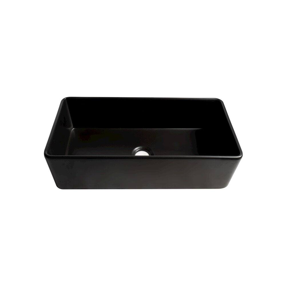 Alt View 4. Alfi - ALFI brand Black Matte Smooth Apron 36 x 18 Single Bowl Fireclay Farm Sink - Black.