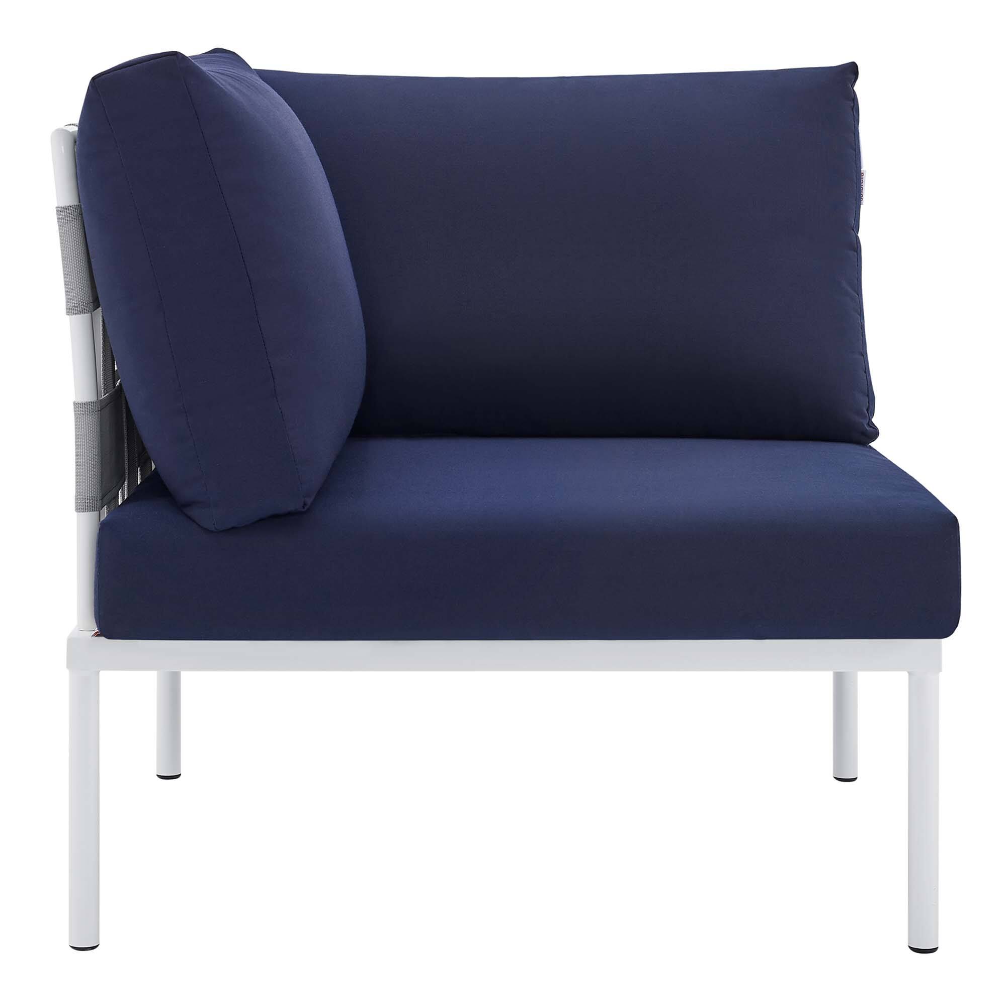 Alt View 1. Modway - Harmony Sunbrella® Outdoor Patio Aluminum Corner Chair by Modway - Gray Navy.