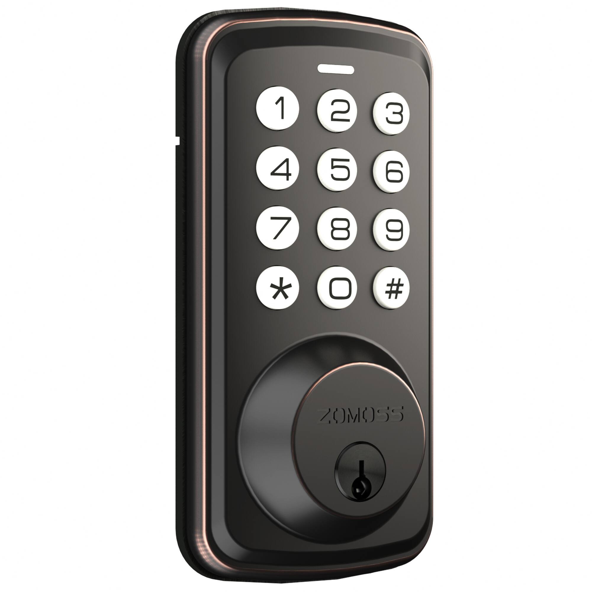 ZACHVO - Fingerprint Keyless Deadbolt, Keypad + Emergency Port, Satin Nickel - Black