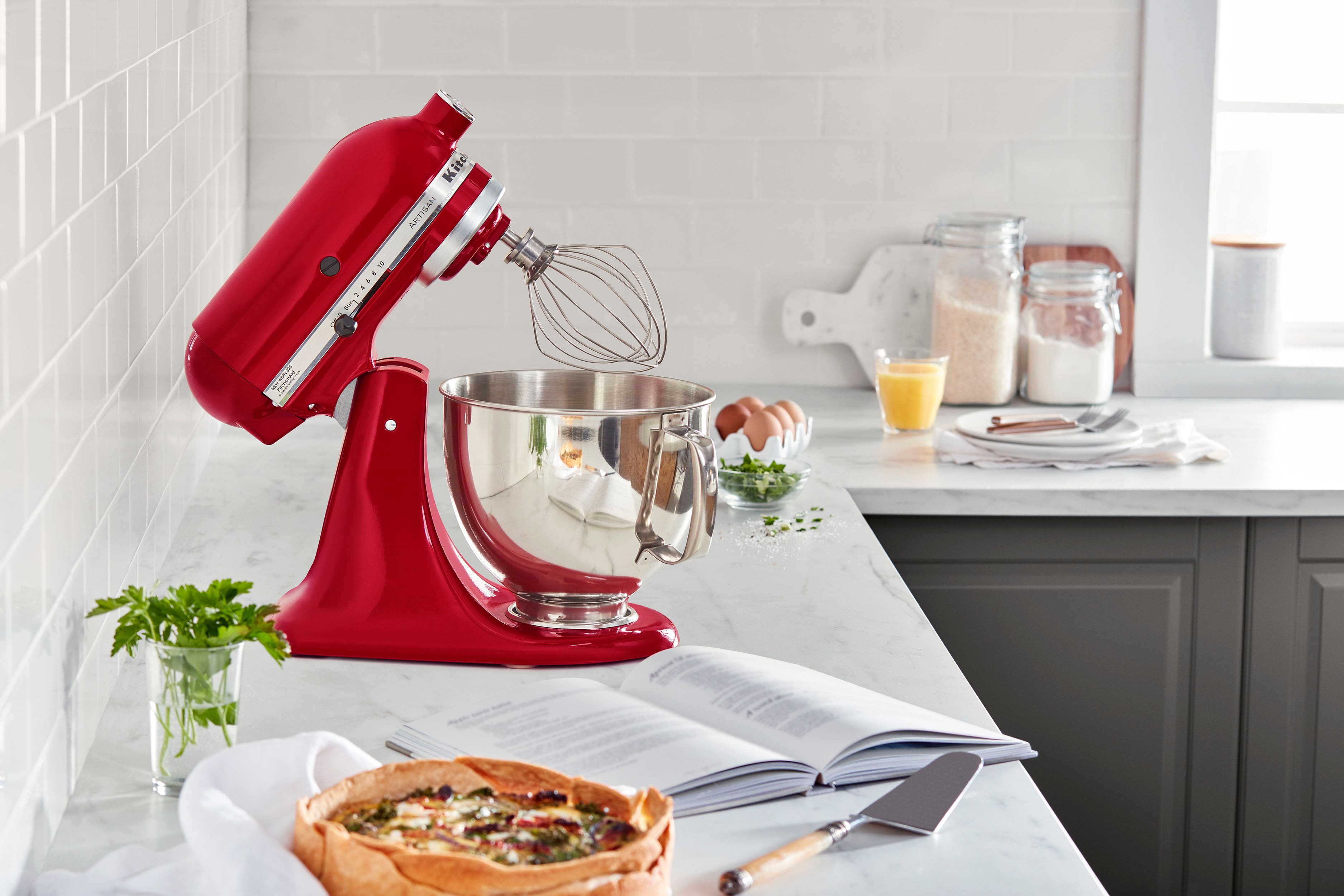 Alt View 12. KitchenAid - Artisan Series 5 Quart Tilt-Head Stand Mixer - KSM150PSER - Empire Red.