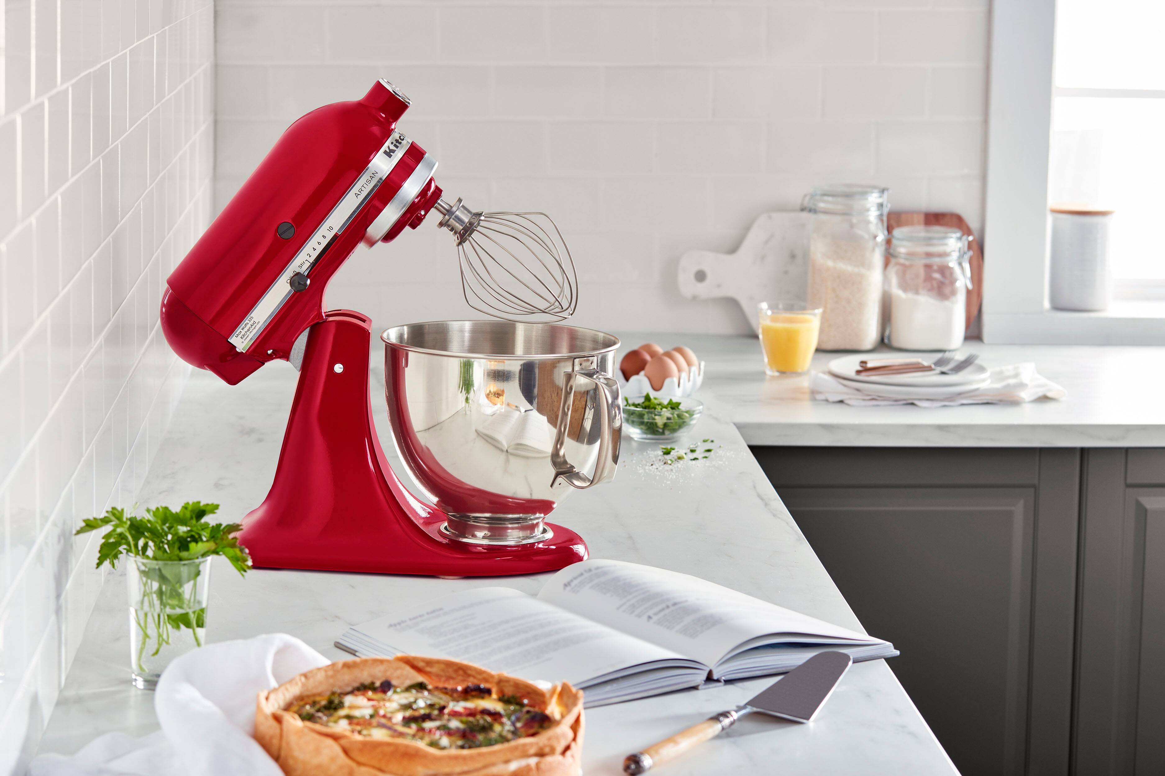 Alt View 12. KitchenAid - Artisan Series 5 Quart Tilt-Head Stand Mixer - KSM150PSER - Empire Red.