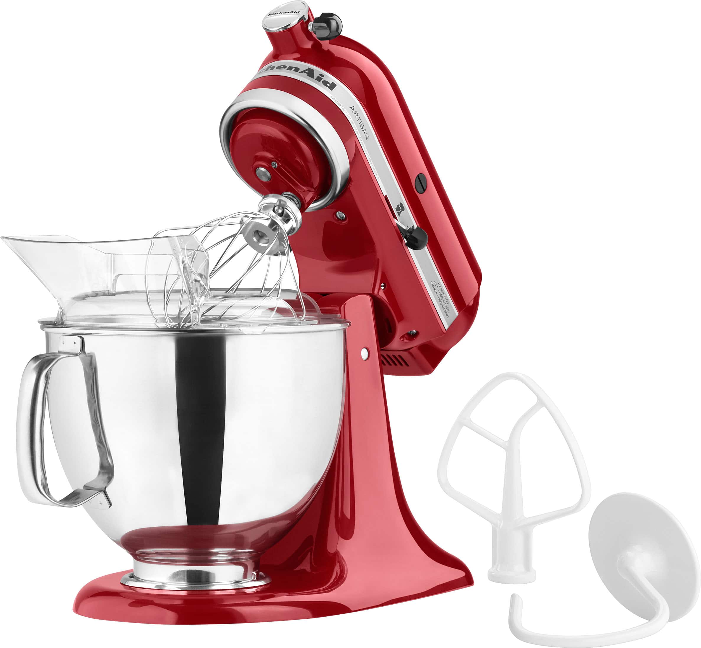 Left. KitchenAid - Artisan Series 5 Quart Tilt-Head Stand Mixer - KSM150PSER - Empire Red.