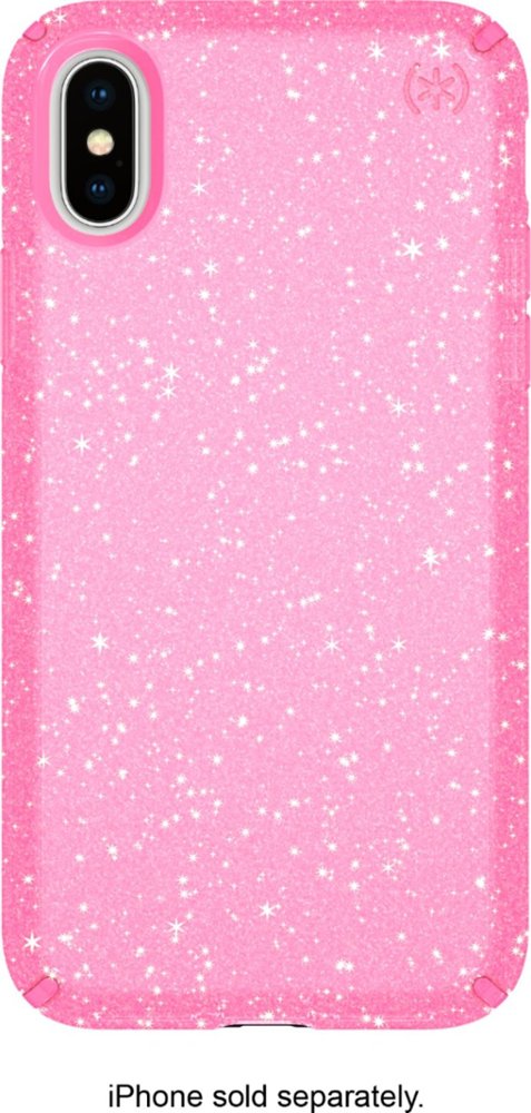 presidio clear + glitter case for apple iphone x and xs - clear/glitter/bella pink
