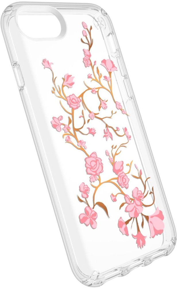 presidio clear + print case for apple iphone 8 - white/pink/clear