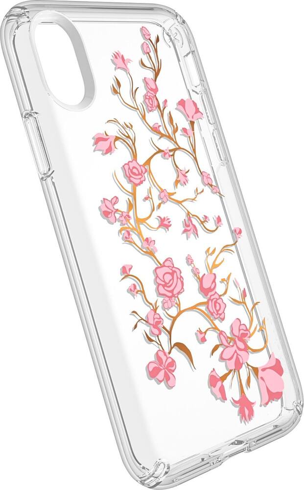 presidio clear + print case for apple iphone x and xs - white/pink/clear presidio clear + print case for apple iphone x and xs - white/pink/clear