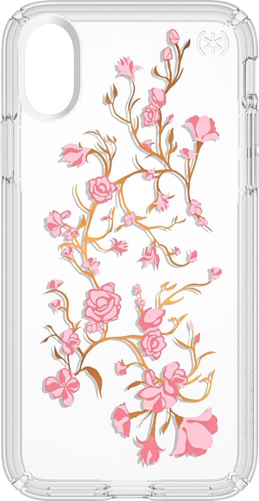 presidio clear + print case for apple iphone x and xs - white/pink/clear presidio clear + print case for apple iphone x and xs - white/pink/clear