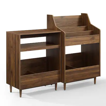 Front. Crosley Furniture - Liam 2-Pcs Record Player Stand And Vinyl Storage Set - Black.