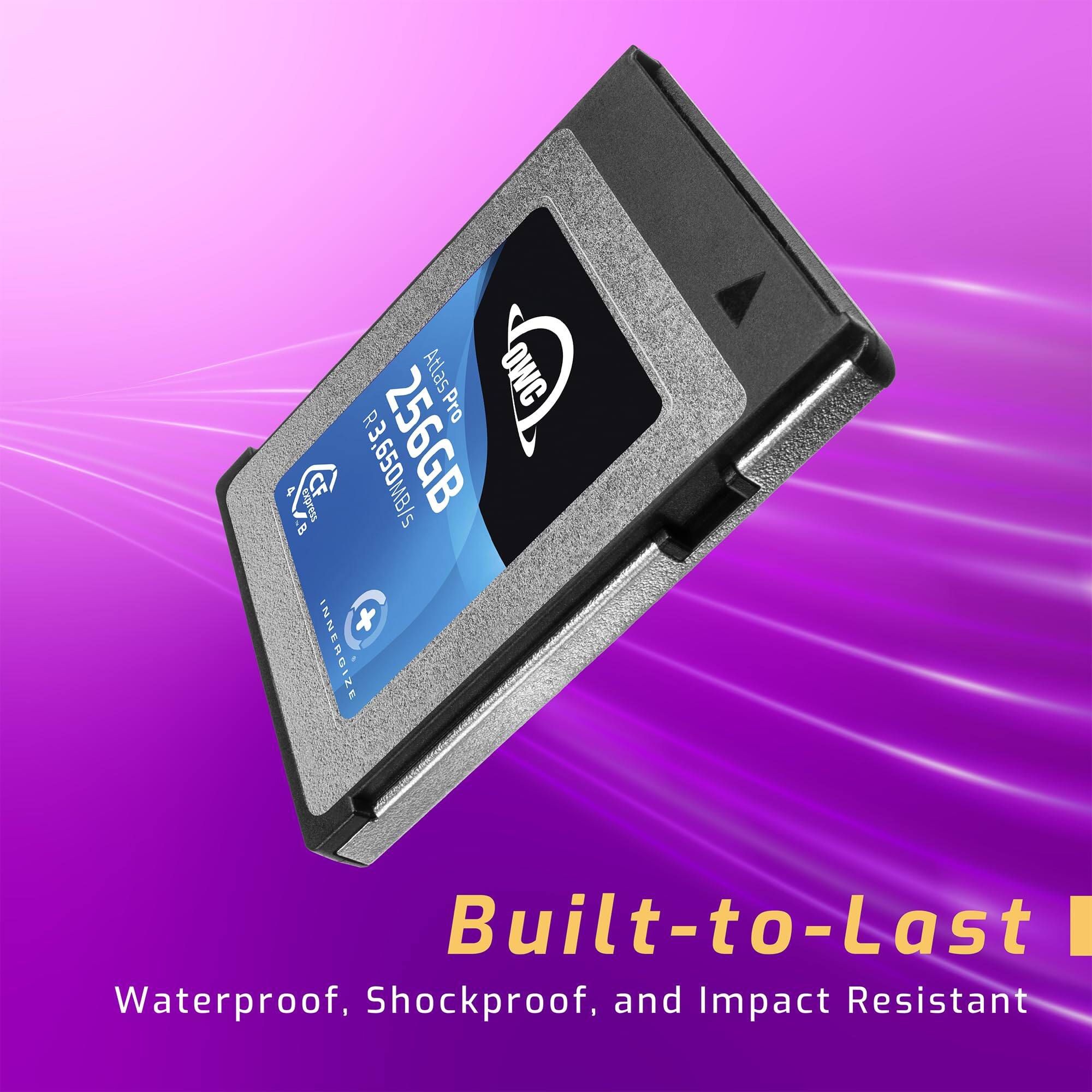 Atlas OMC R Pro E 256GB B T E. express CF, 650MB/s S + + INNERGIZE Built-to-Last Waterproof, Shockproof, and Impact Resistant