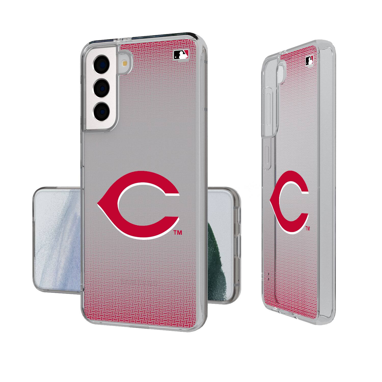 Front. Keyscaper - Cincinnati Reds Linen Logo Galaxy Clear Case - S24 - Multicolor.