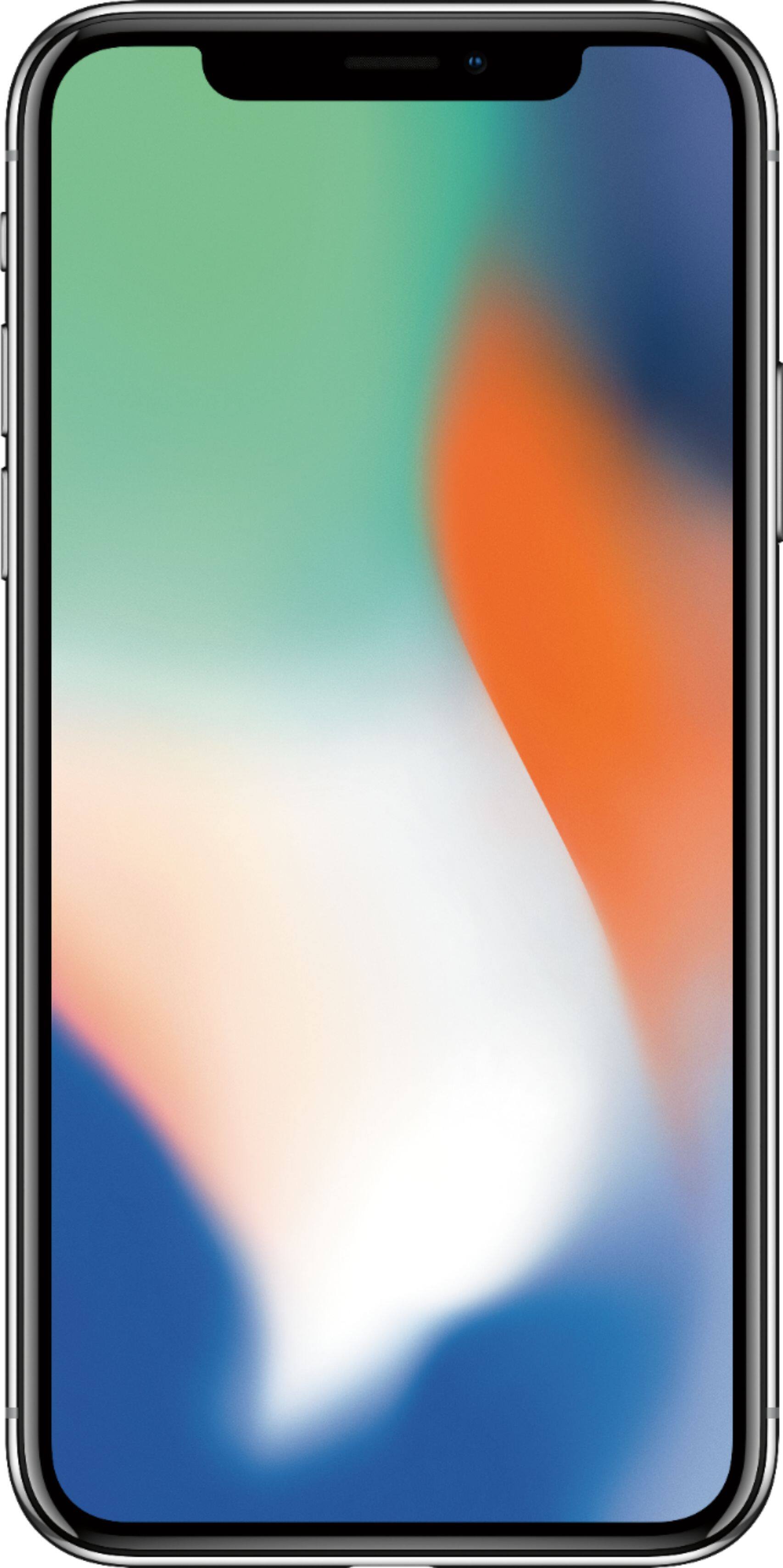 Front. Apple - iPhone X 256GB - Silver.