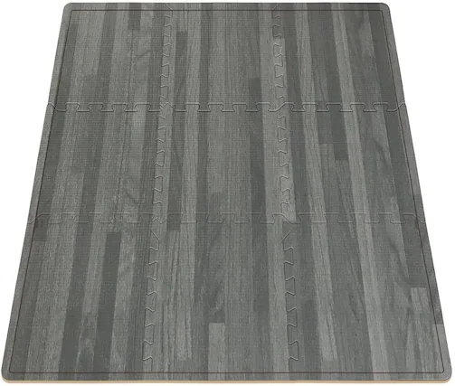Front. Sorbus - Sorbus Interlocking Floor Mat Gray Wood Print 16 Pieces - Gray.