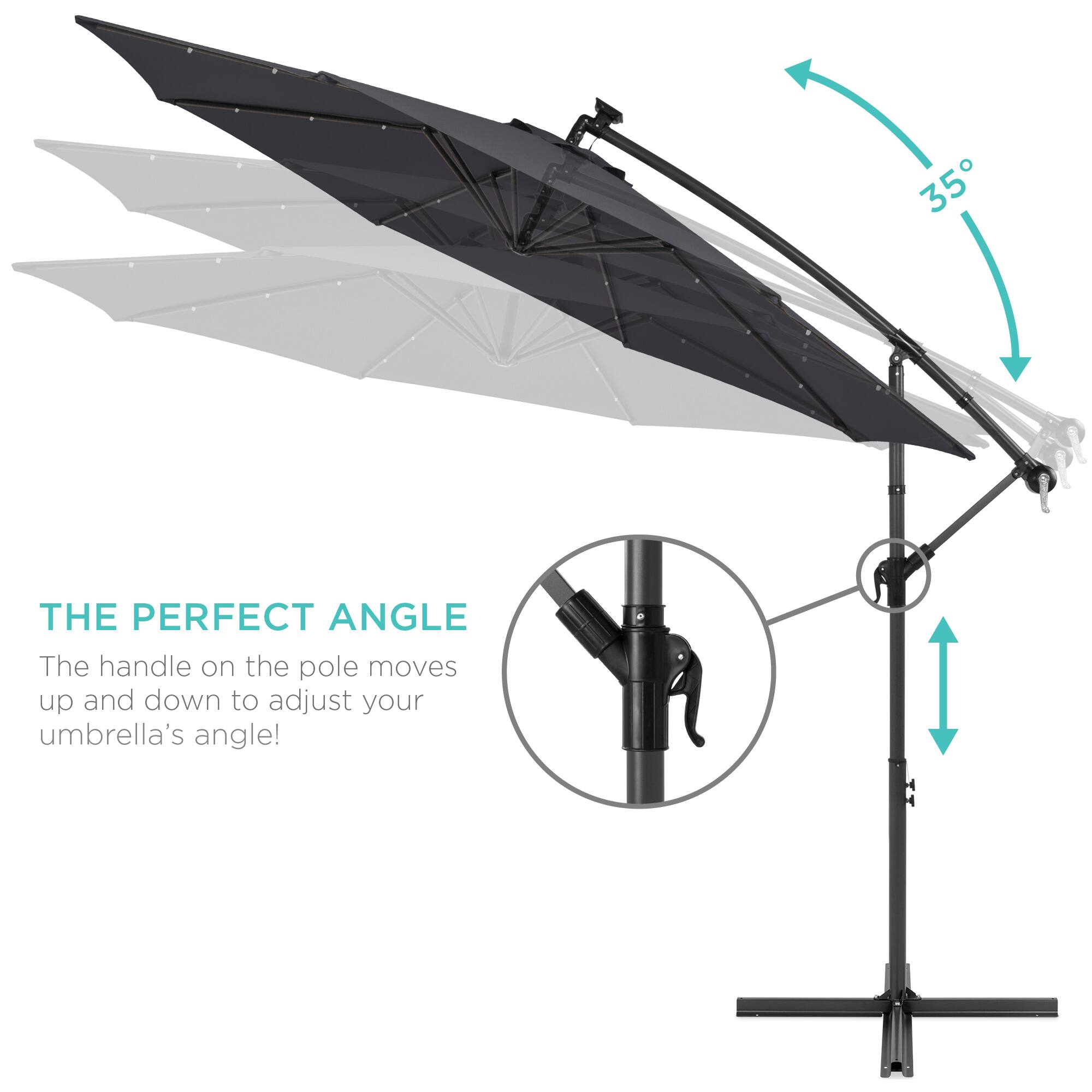 35°

THE PERFECT ANGLE

The handle on the pole moves up and down to adjust your umbrella's angle!