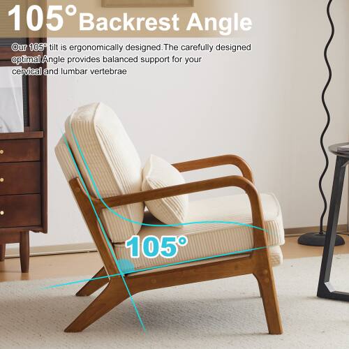 105° Backrest Angle  
Our 105° tilt is ergonomically designed. The carefully designed optimal angle provides balanced support for your cervical and lumbar vertebrae.