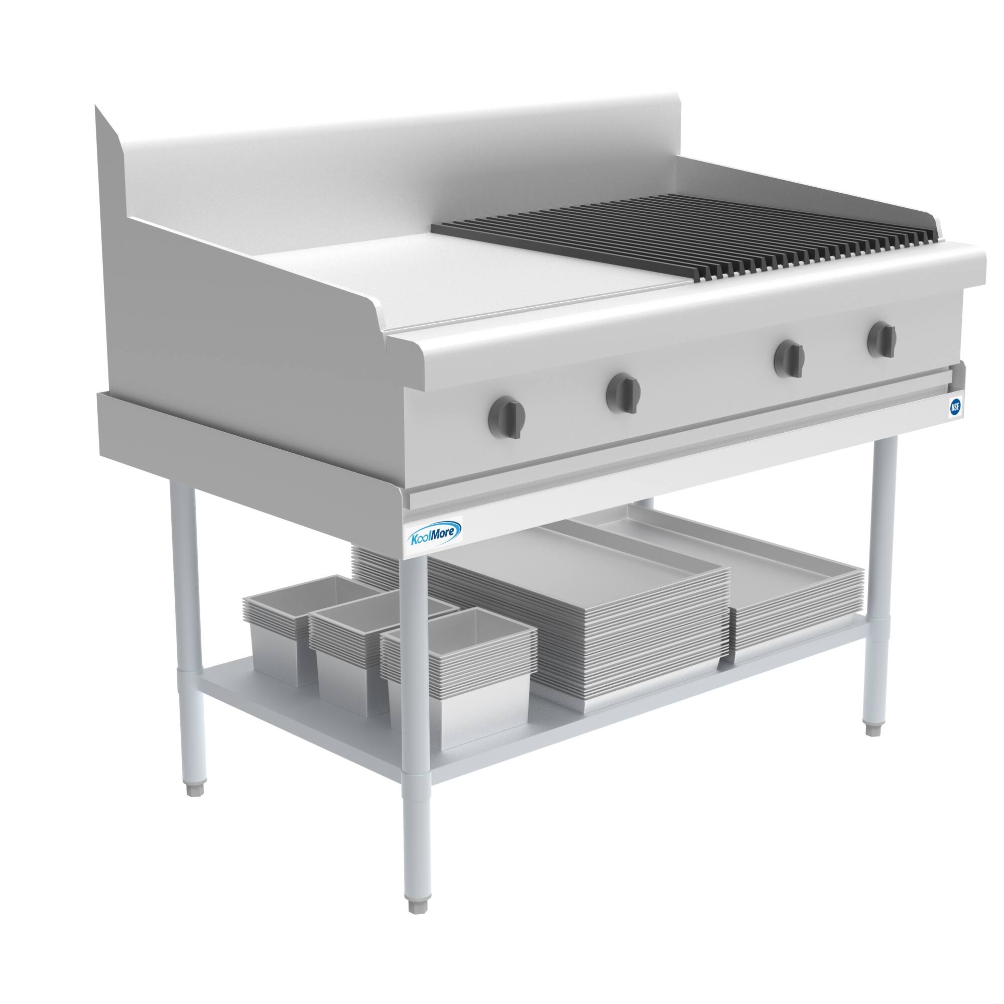 Alt View 4. Koolmore - 30" x 48" 16-Gauge Stainless Steel Equipment Stand with Galvanized Undershelf, EQT-163048. - Silver.