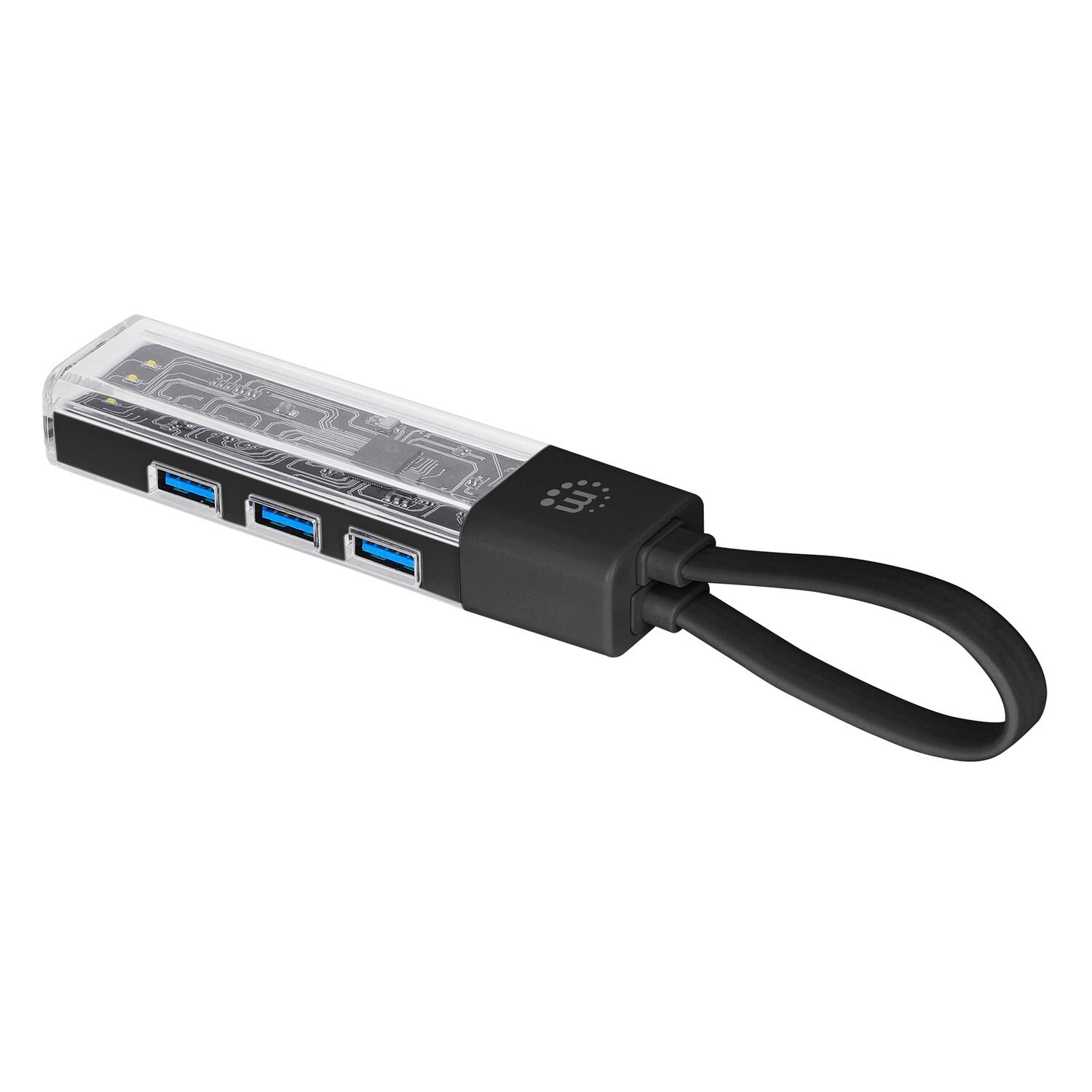Back. Manhattan - Transparent 4-Port USB 3.0 USB-C/USB-A Combo Hub.