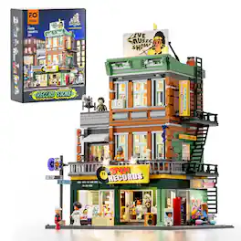 Lumibricks - Record Store Lighting Building Set, 1980 Pieces LED Modular Music Shop Display Model for Ages 16+