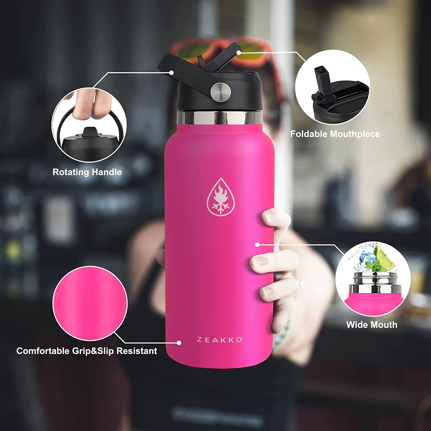 - Foldable Mouthpiece
- Rotating Handle
- Wide Mouth
- Comfortable Grip & Slip Resistant
- ZEAKKO