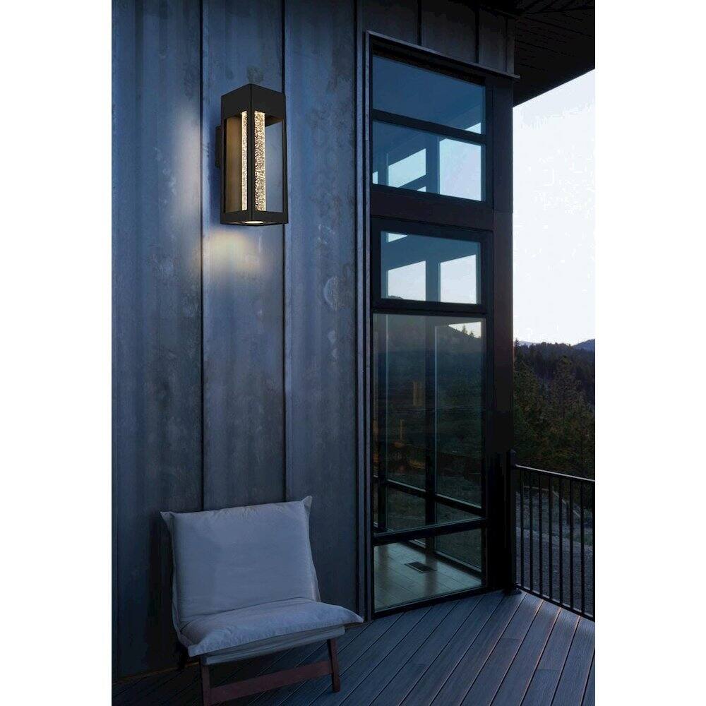 Alt View 4. Elegant Lighting - Amaris 15 inch LED Outdoor Wall sconce in Black - Black And Clear.
