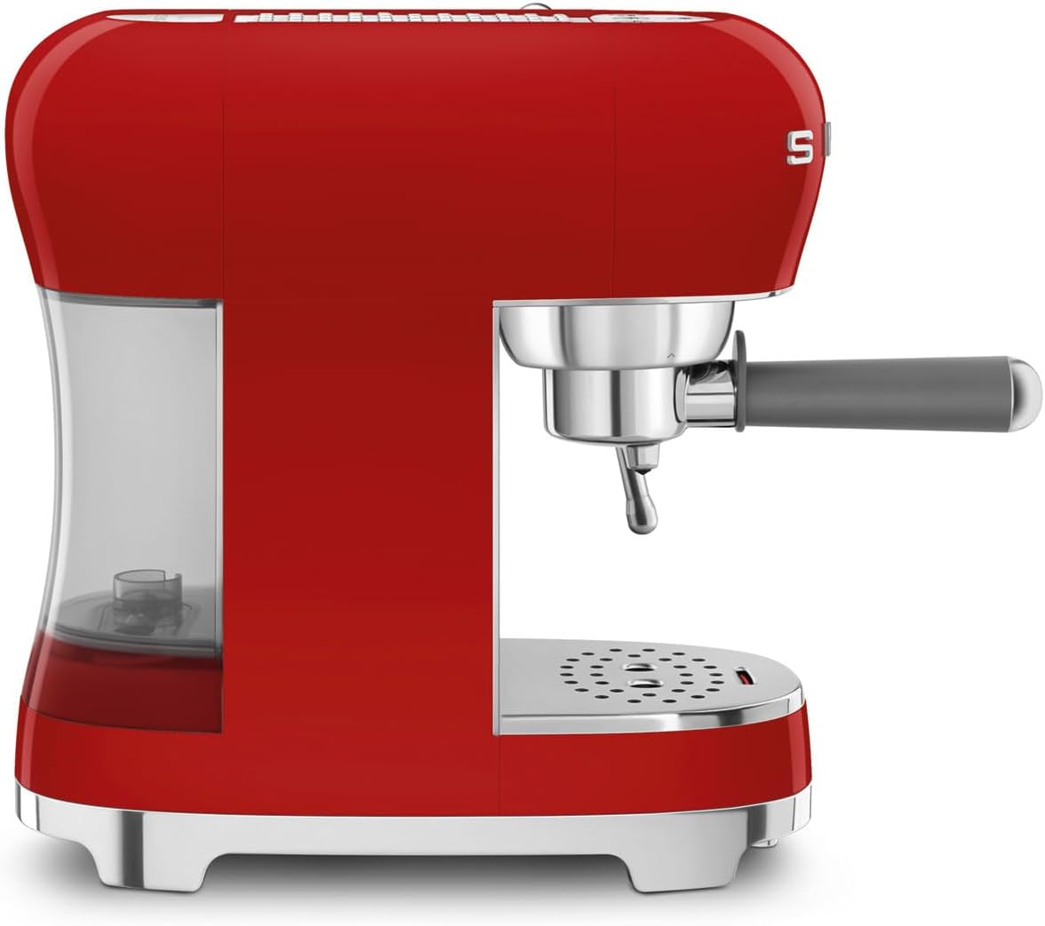 Left. SMEG - Manual Espresso Machine ECF02 - Red.