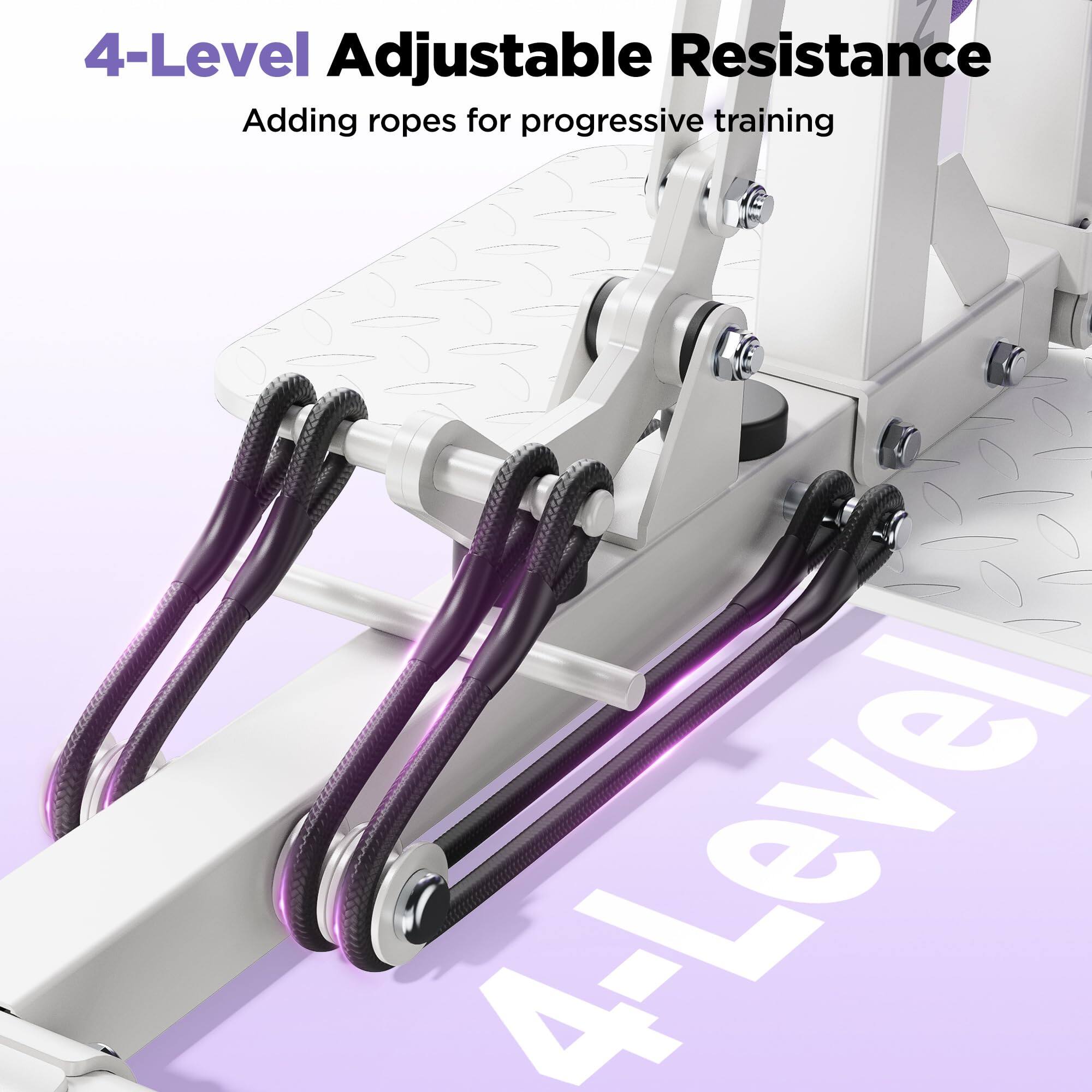 4-Level Adjustable Resistance  
Adding ropes for progressive training