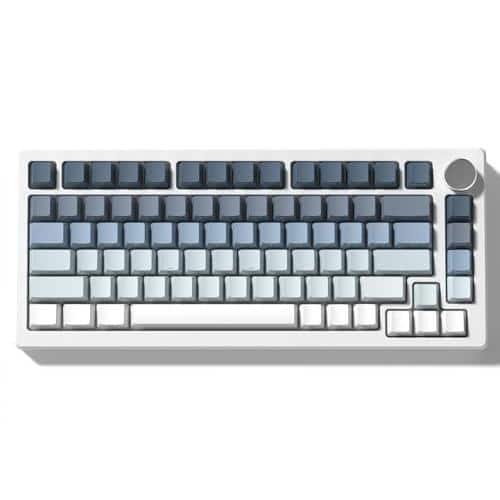 PARKER SLATER - Double Shot Pbt Keycap Set Shine Through Keycaps 75 Percent Cherry Profile Custom Key Caps Gradient Dark Grey Side Prin - Blue/White