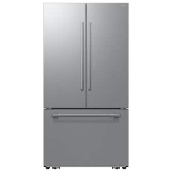 Front. Samsung - 36 in. Wide Bespoke AI 25 cu. ft. Counter Depth 3-Door French Door Refrigerator with Zero Clearance Fit - Stainless Steel.