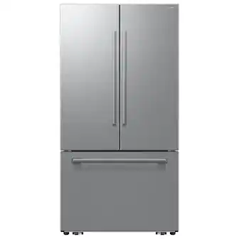 Front. Samsung - 36 in. Wide Bespoke AI 25 cu. ft. Counter Depth 3-Door French Door Refrigerator with Zero Clearance Fit - Stainless Steel.