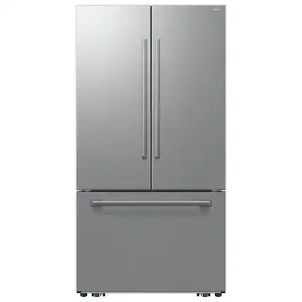 Front. Samsung - 36 in. Wide Bespoke AI 25 cu. ft. Counter Depth 3-Door French Door Refrigerator with Zero Clearance Fit - Stainless Steel.