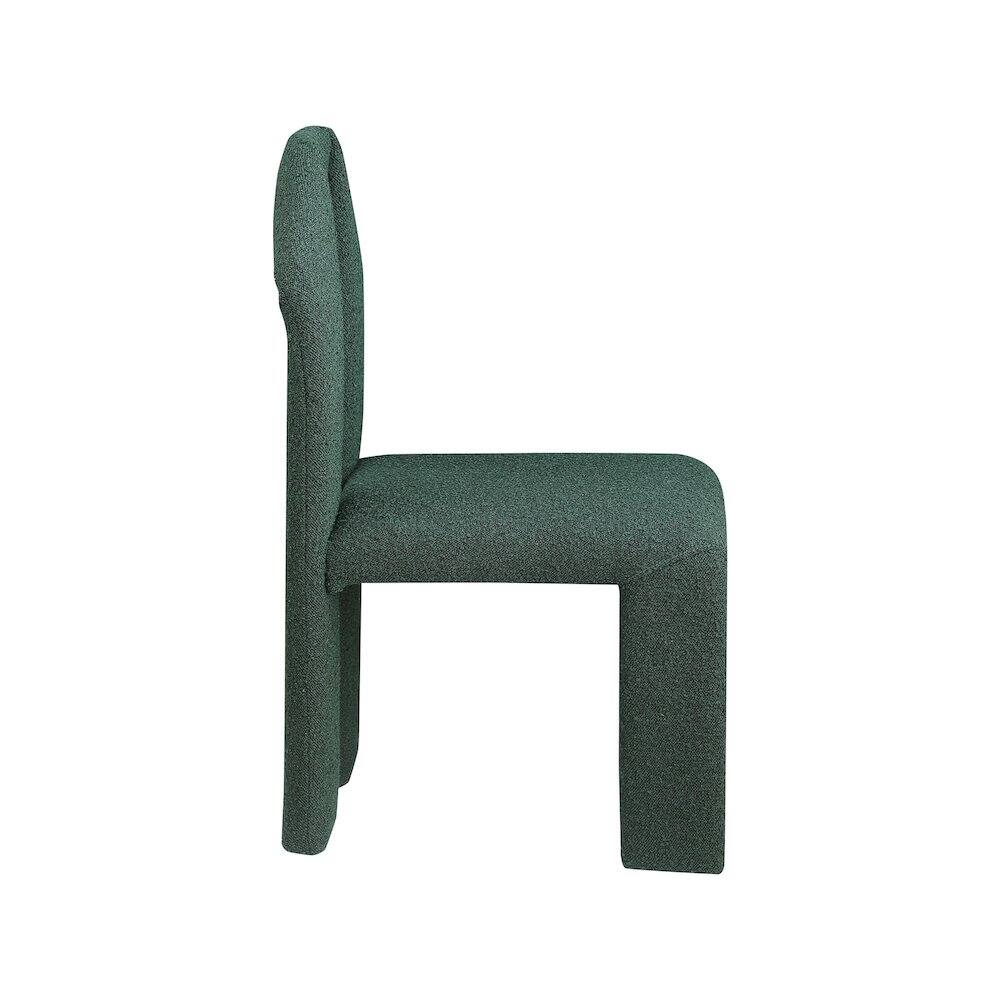 Alt View 2. Meridian Furniture - Bennett Green Boucle Fabric Dining Chair, Set of 2 - Green.