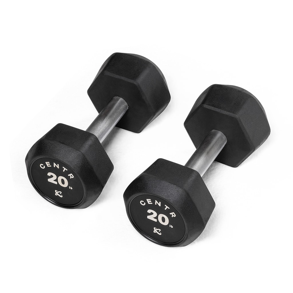 20lb Rubber Dumbbell Centr Star - Black