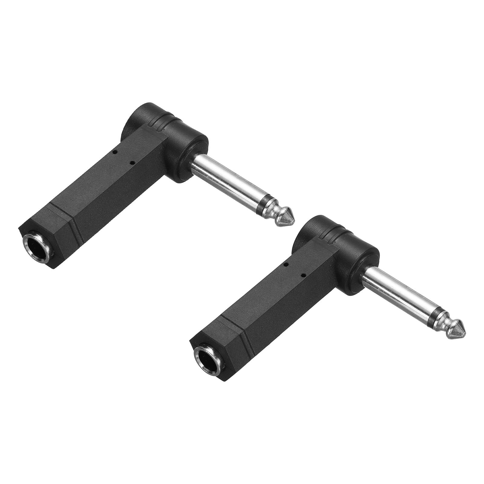 Front. Unique Bargains - 2pcs 6.35mm F to 6.35mm M Connector Gold Plated Copper Stereo TS for Audio/HP/Spkr/Player/Video Rcvr/Sound Sys, Black - Black.