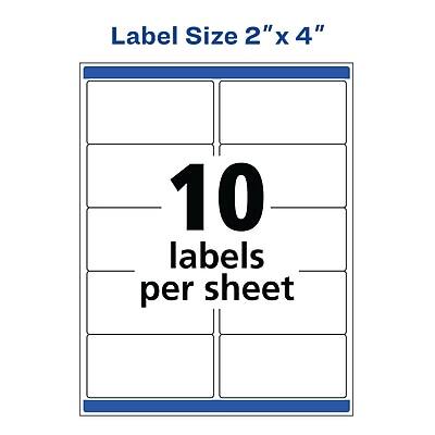 Label Size 2" x 4"  
10 labels per sheet