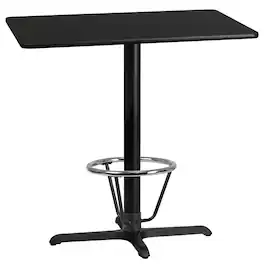 Emma + Oliver - 24"x42" Rectangular Laminate Bar Table with 23.5"x29.5" Foot Ring Base - Black