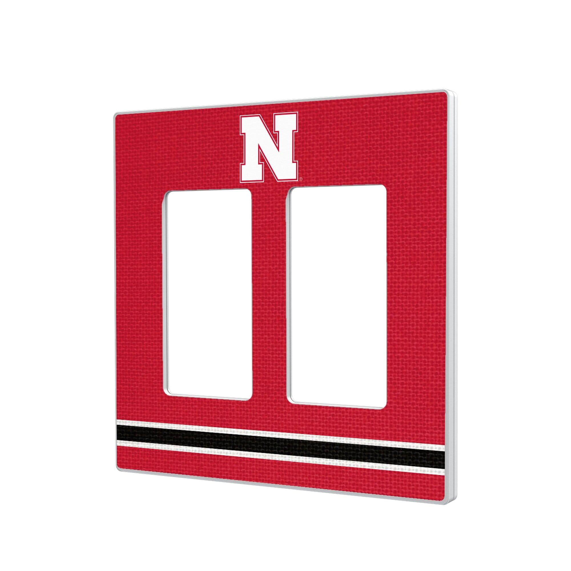 Keyscaper - Nebraska Huskers Stripe Design Double Rocker Lightswitch Plate - Multicolor