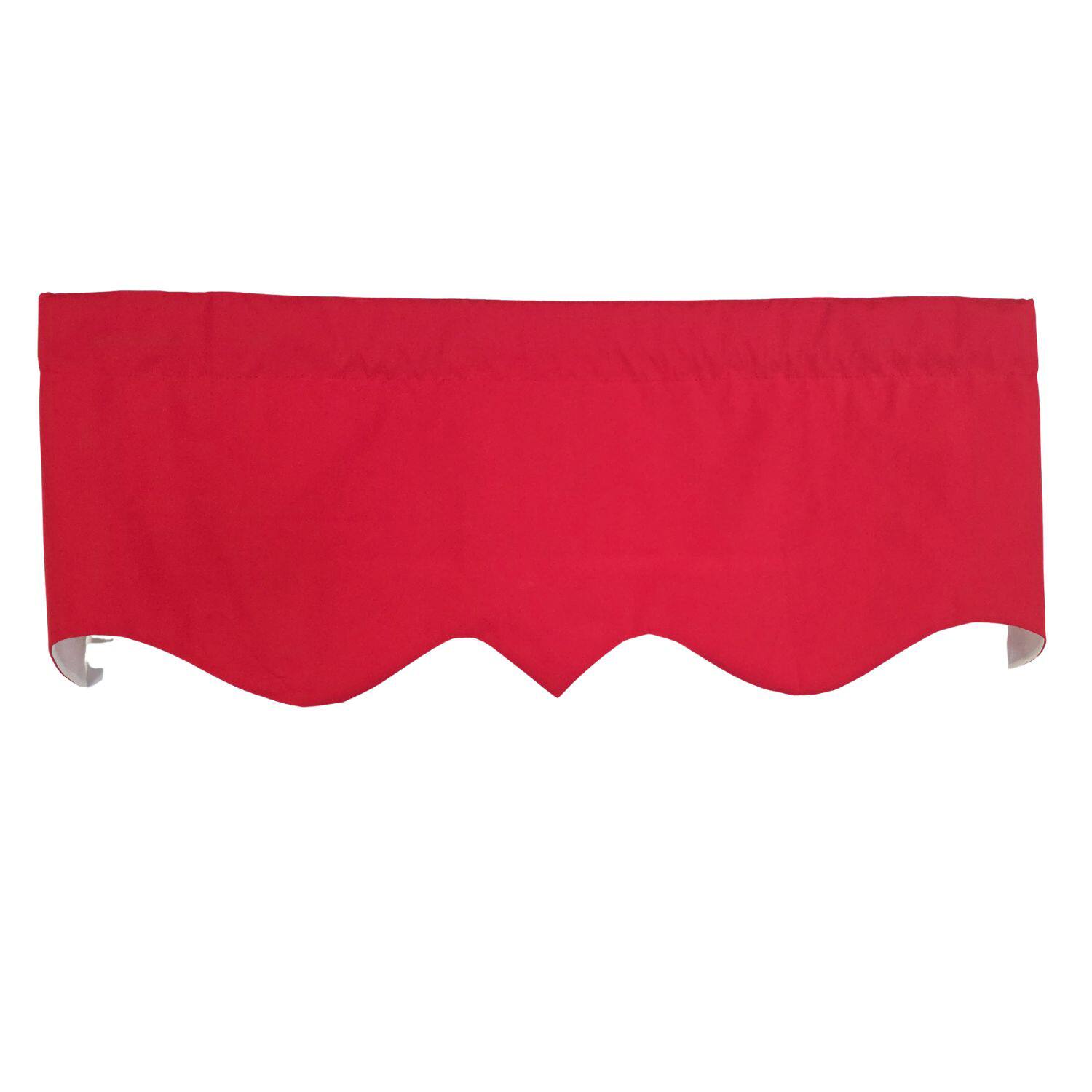 Left. RLF Home - RLF Home 100% Cotton Pure Solid Regal Lined Window Valance 50" x 17" Lip Stick Red - Lip Stick Red.