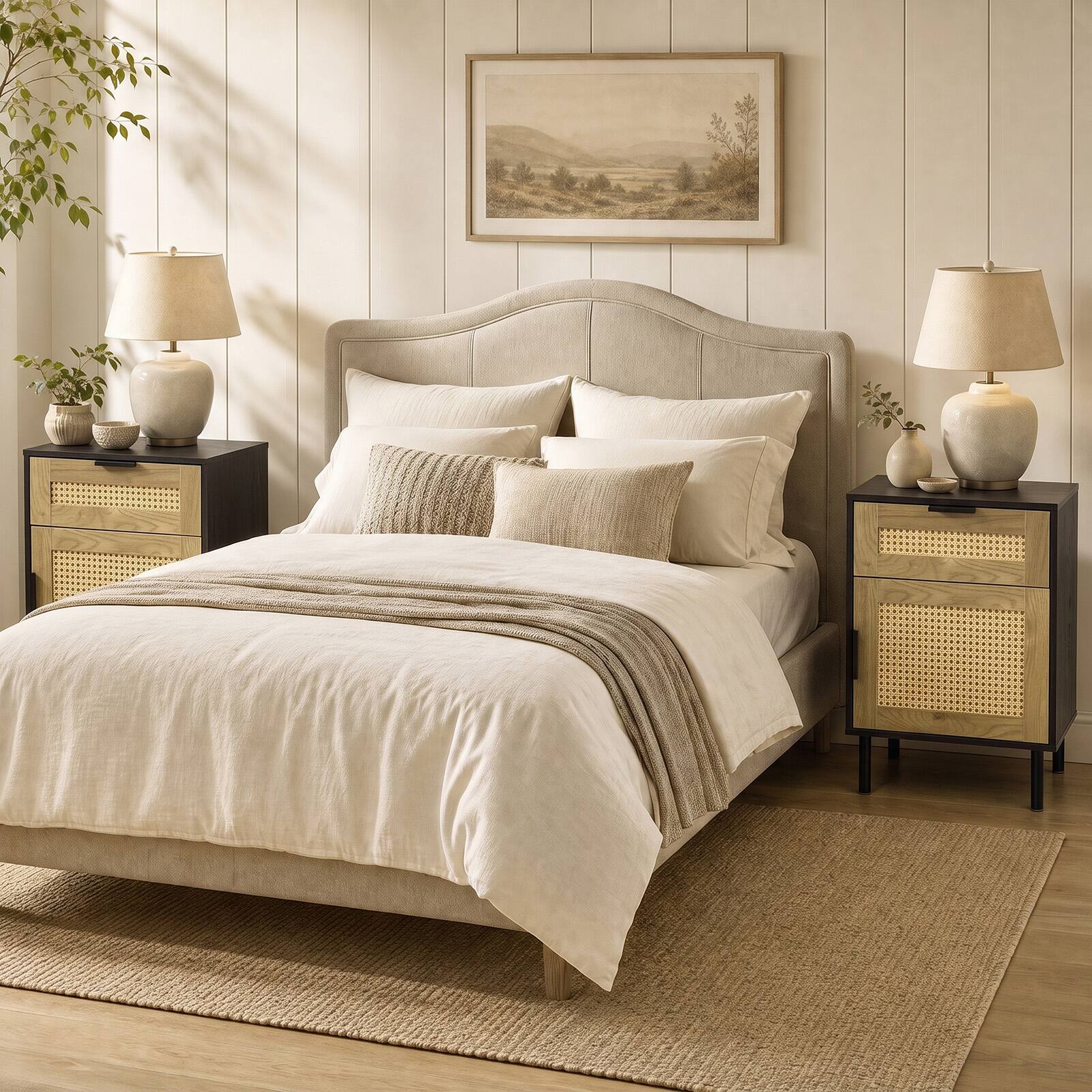 Alt View 1. Gymax - Gymax Rattan Nightstand w/ Drawer & Storage Cabinet 2 Anti-Tipping Kits for Bedroom Black - Black.